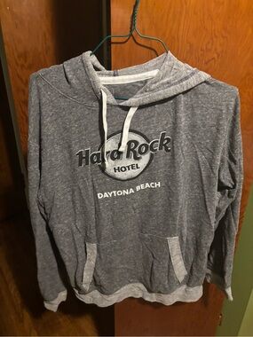 Hard Rock Cafe Men's Heather Gray Zip-Style Hoodie Sweater